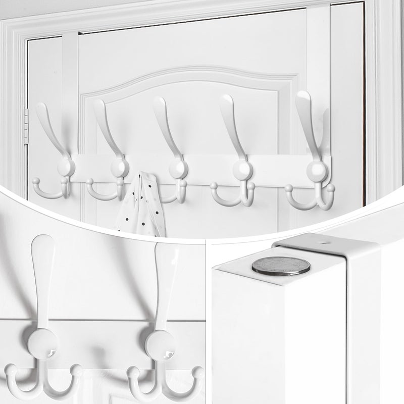 WEBI Over The Door Hooks,Over Door Hanger,Triple Door Hooks for Hanging White Over The Door Towel Rack,Door Coat Hanger,Over Door Coat Rack for Clothes,Towels,Bathroom,2 Pack - Image 5